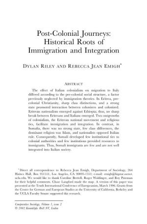Post-Colonial Journeys: Historical Roots of Immigration Andintegration