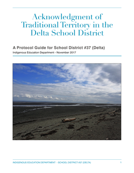 Acknowledgment of Traditional Territory in Delta School District