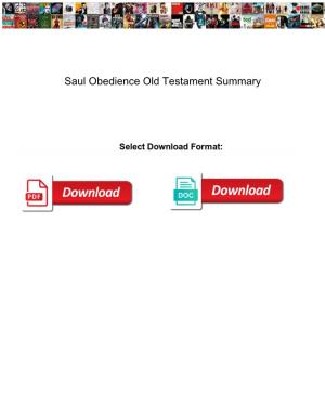 Saul Obedience Old Testament Summary
