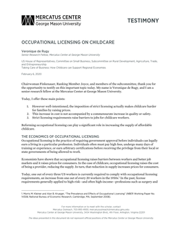 Occupational Licensing on Childcare