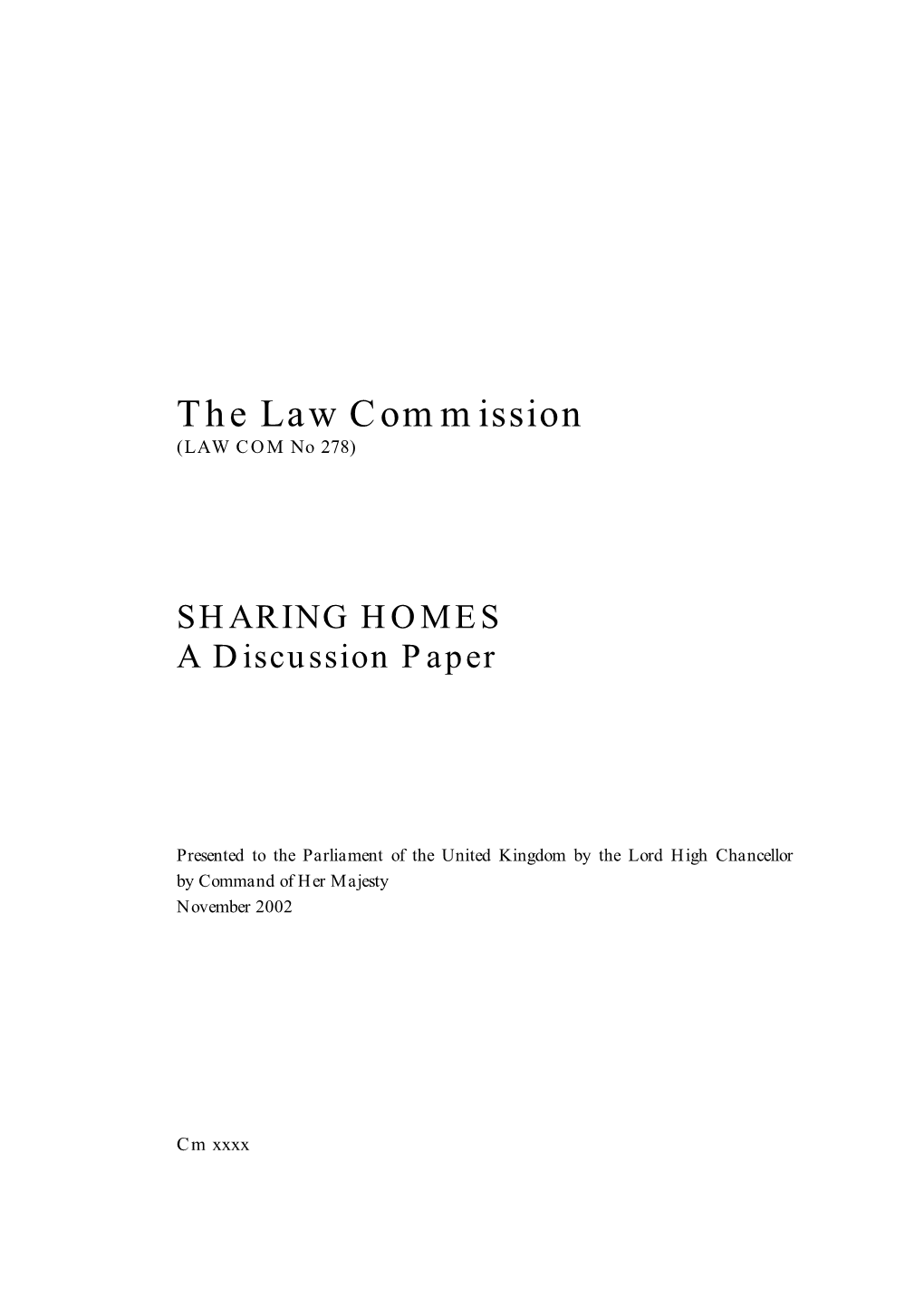 Sharing Homes: a Discussion Paper