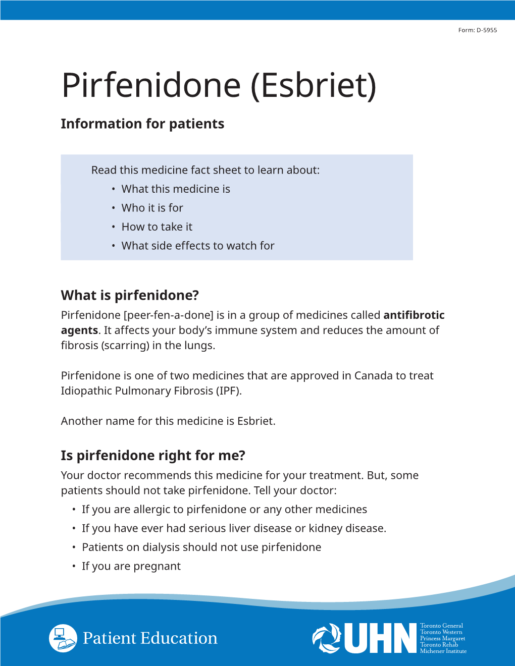 Pirfenidone (Esbriet) Information for Patients