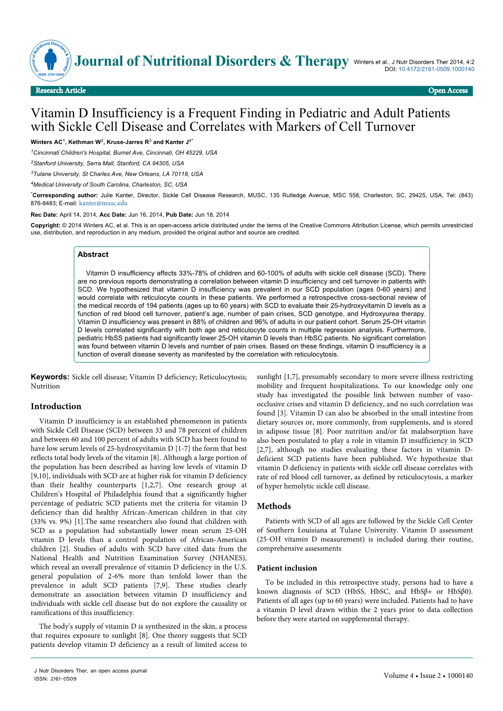 Vitamin D Insufficiency Is a Frequent Finding in Pediatric and Adult