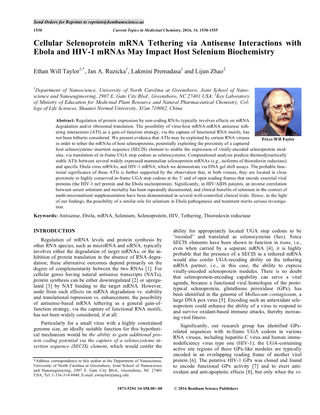 Cellular Selenoprotein Mrna Tethering Via Antisense Interactions with Ebola and HIV-1 Mrnas May Impact Host Selenium Biochemistry