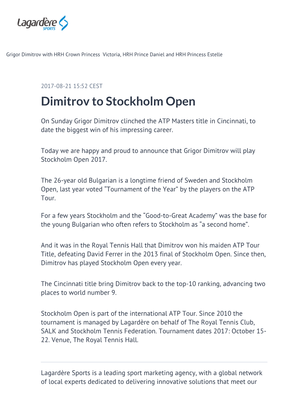 Dimitrov to Stockholm Open