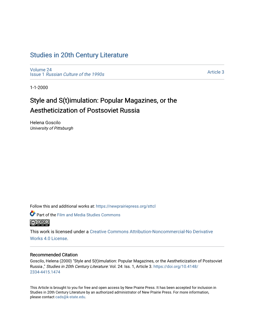 Popular Magazines, Or the Aestheticization of Postsoviet Russia