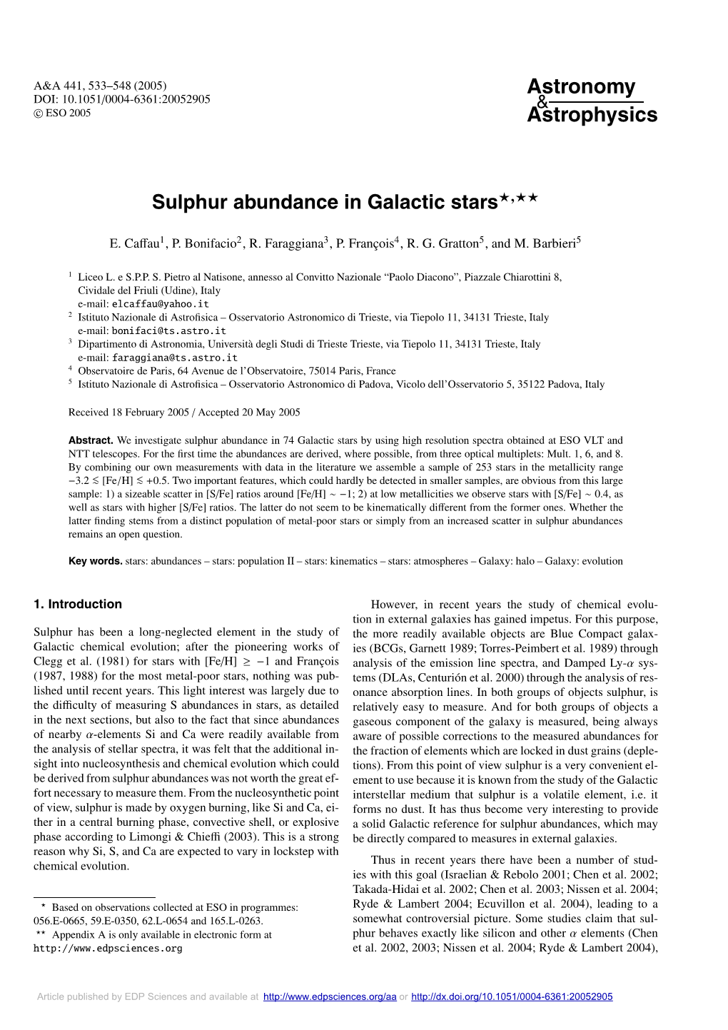 Sulphur Abundance in Galactic Stars�,