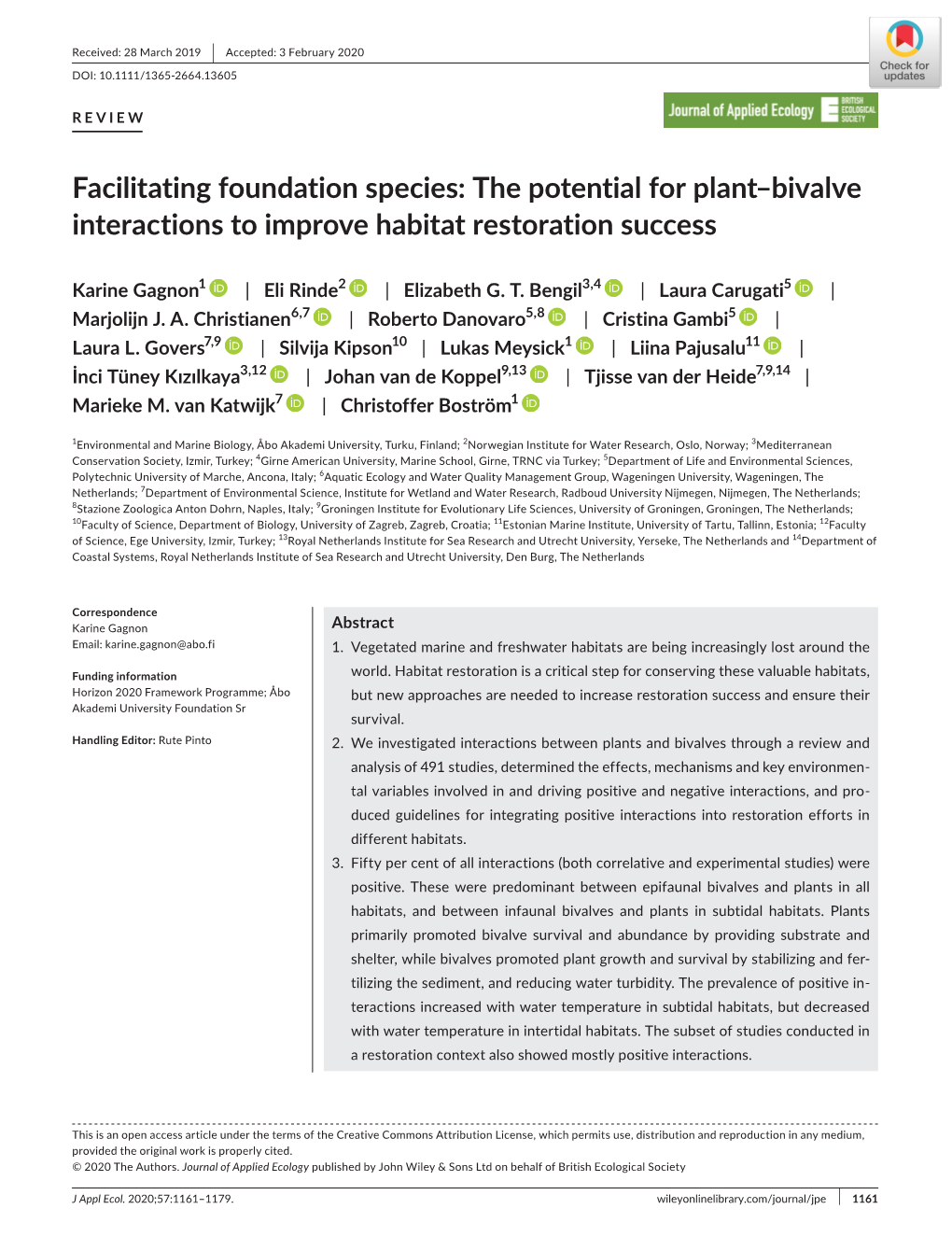 Facilitating Foundation Species: the Potential for Plant–Bivalve Interactions to Improve Habitat Restoration Success