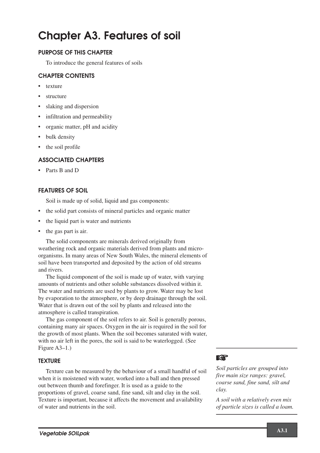 Chapter A3. Features of Soil