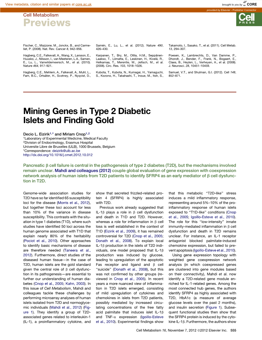 Mining Genes in Type 2 Diabetic Islets and Finding Gold