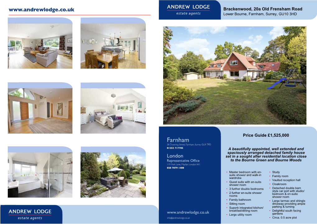 Brackenwood, 20A Old Frensham Road Lower Bourne, Farnham, Surrey, GU10 3HD