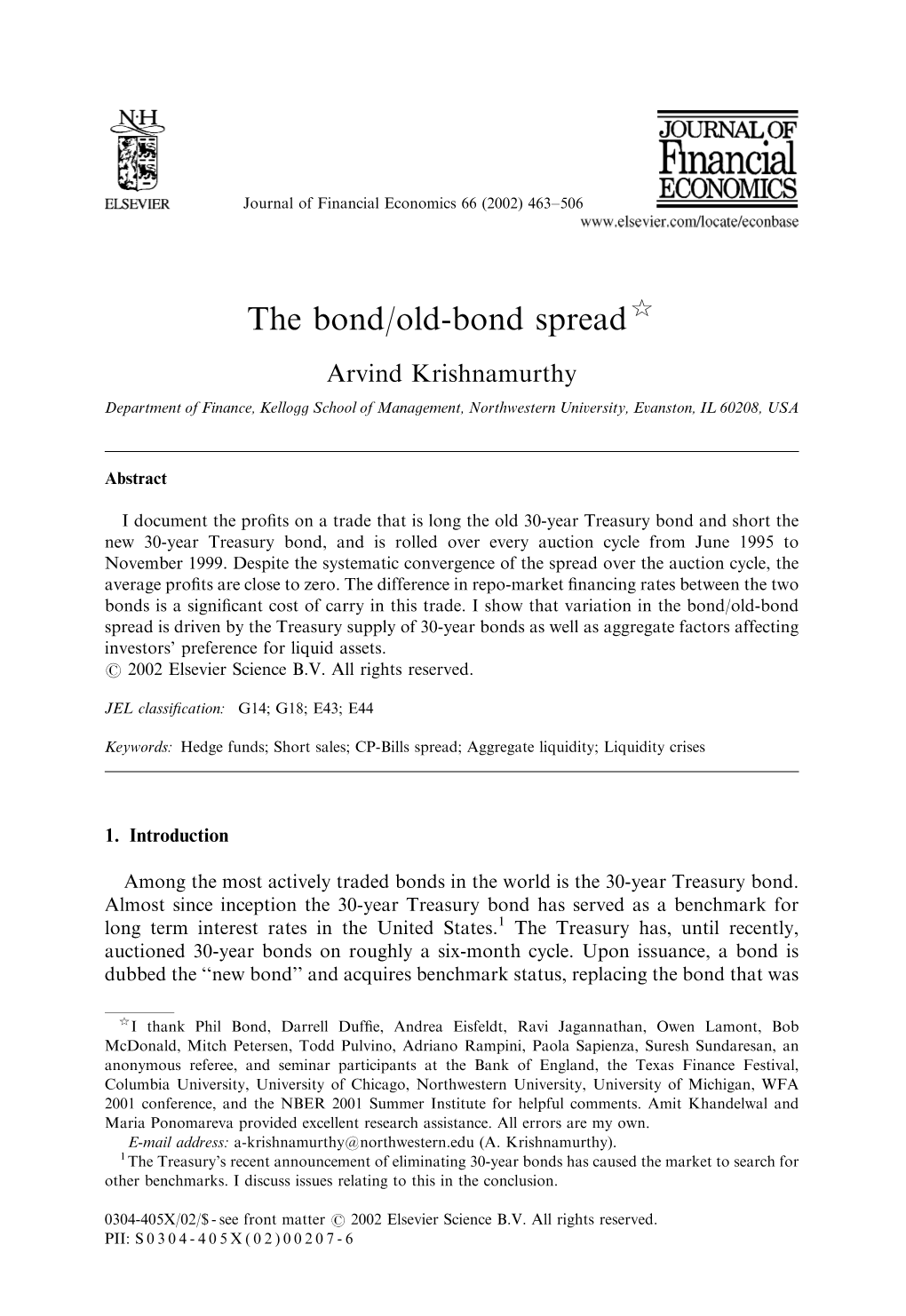 The Bond/Old-Bond Spread$