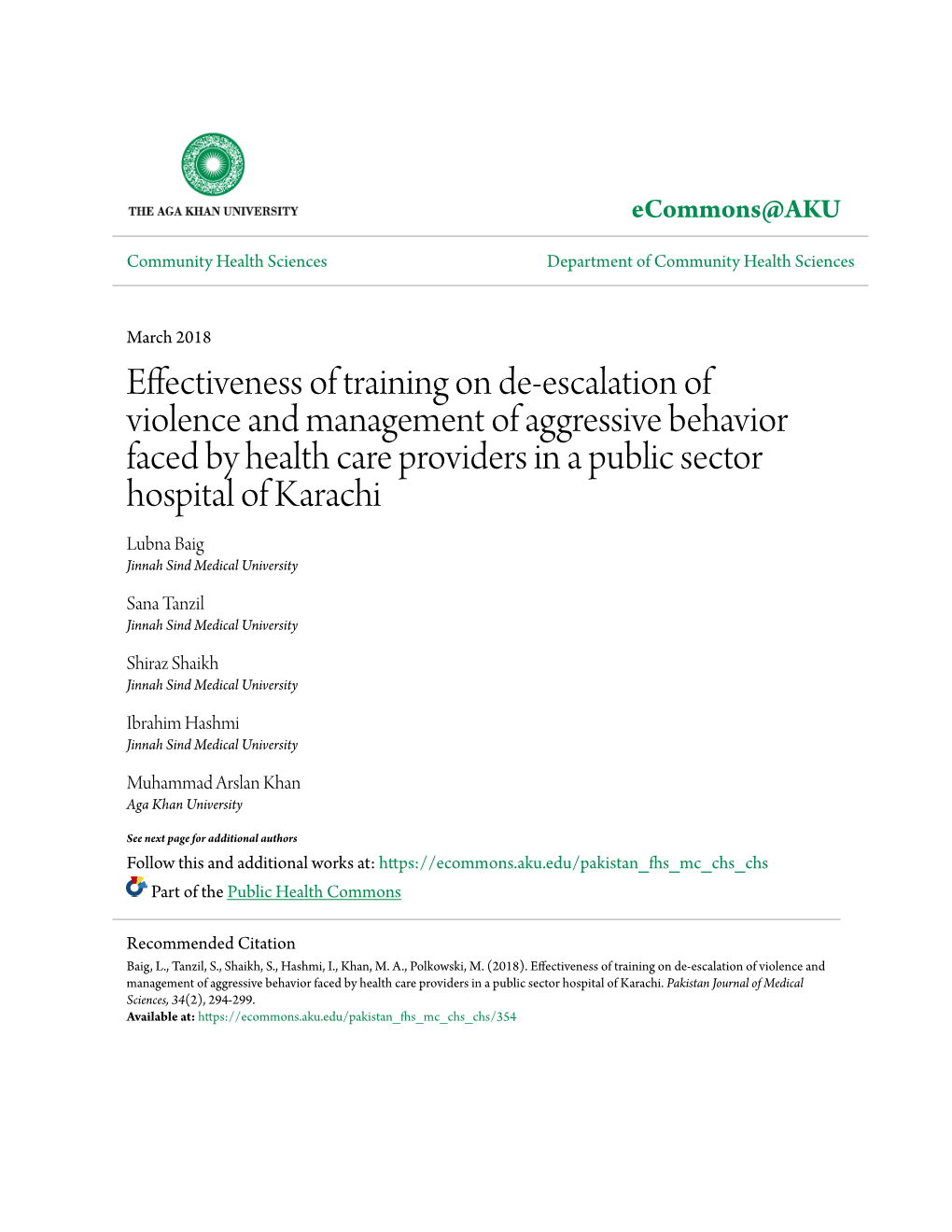 Effectiveness of Training on De-Escalation of Violence And