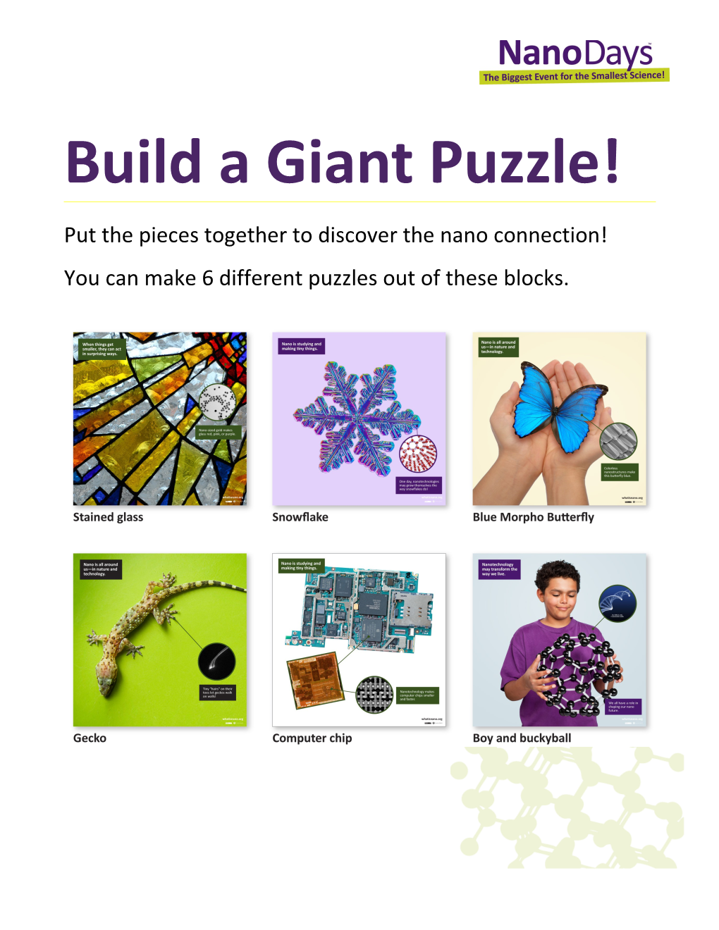 Build a Giant Puzzle! Put the Pieces Together to Discover the Nano Connection!