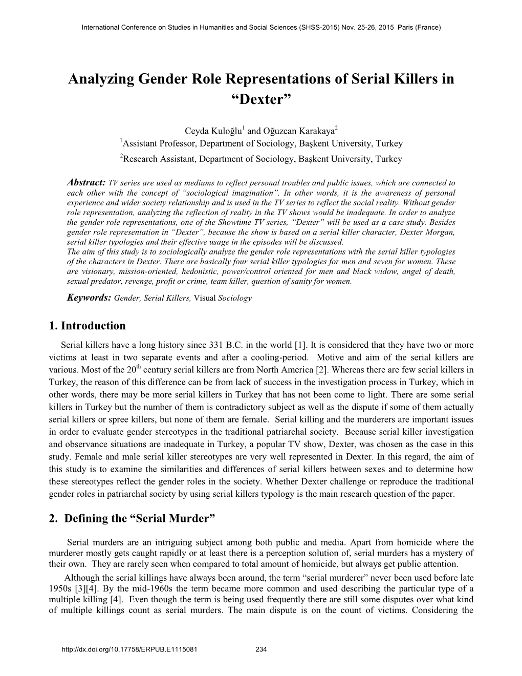 Analyzing Gender Role Representations of Serial Killers in “Dexter”