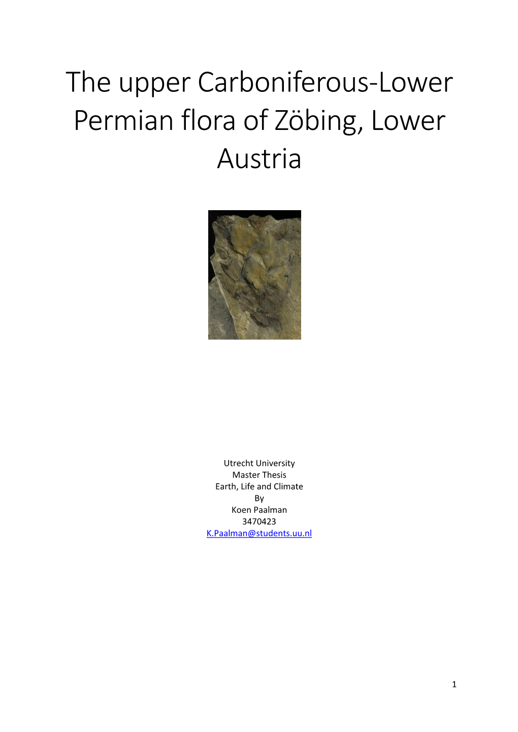 The Upper Carboniferous-Lower Permian Flora of Zöbing, Lower Austria