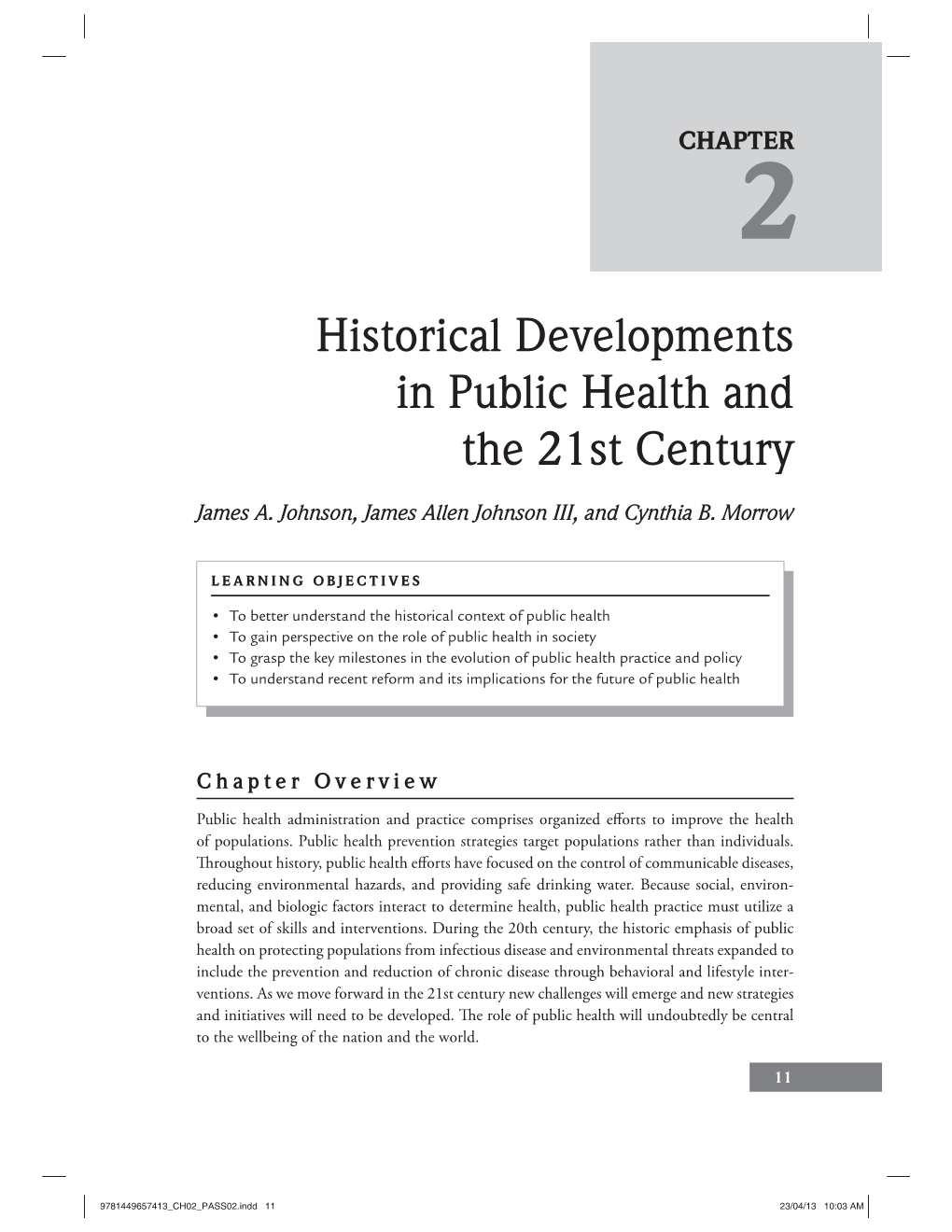 Historical Developments in Public Health and the 21St Century