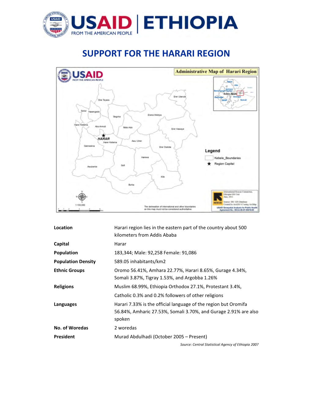 Support for the Harari Region