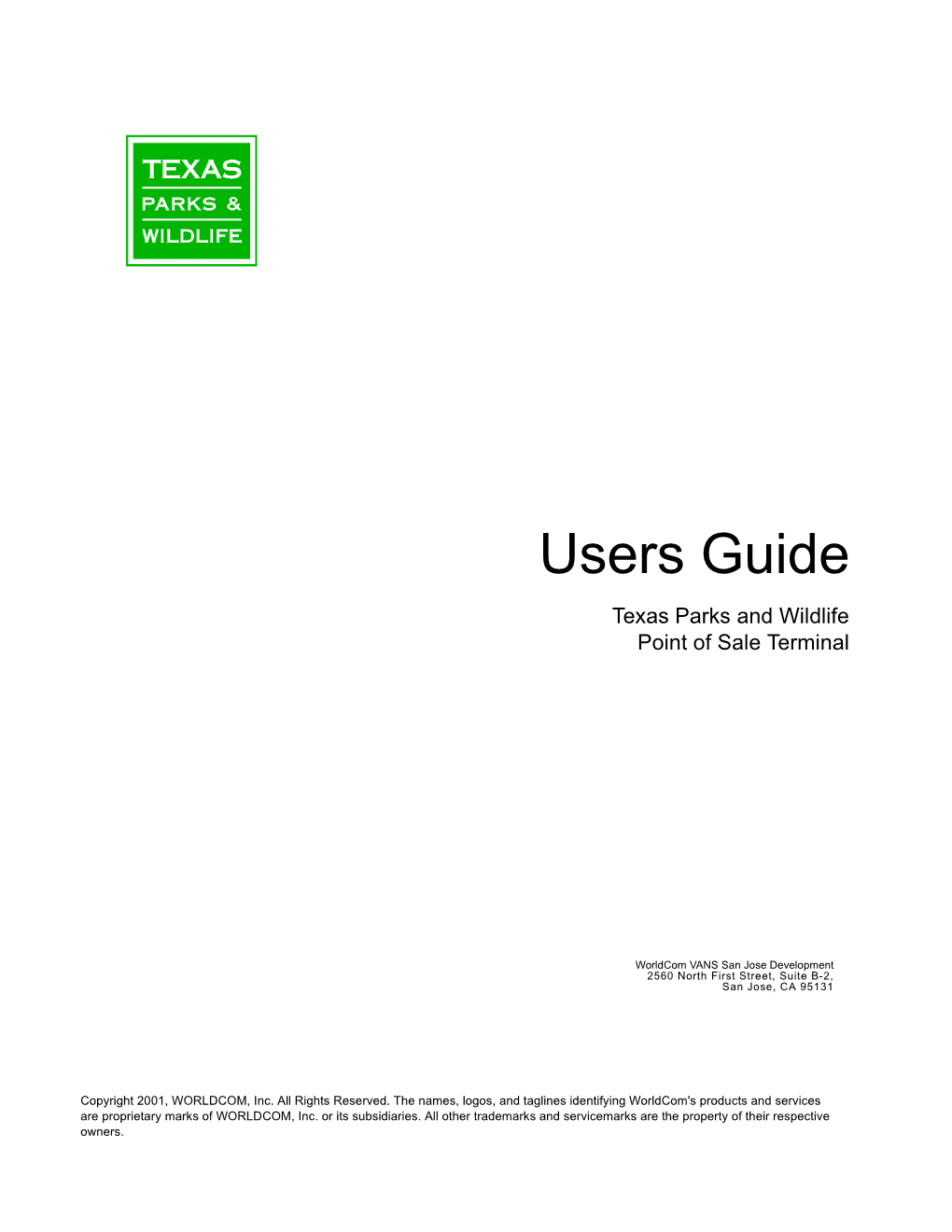 Users Guide Texas Parks and Wildlife Point of Sale Terminal