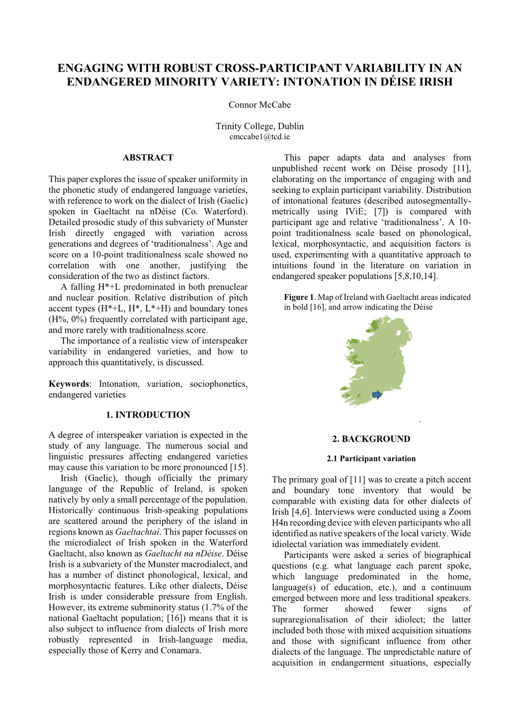 Intonation in Déise Irish