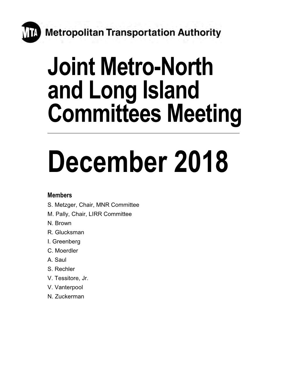 Joint Metro-North and Long Island Committees Meeting