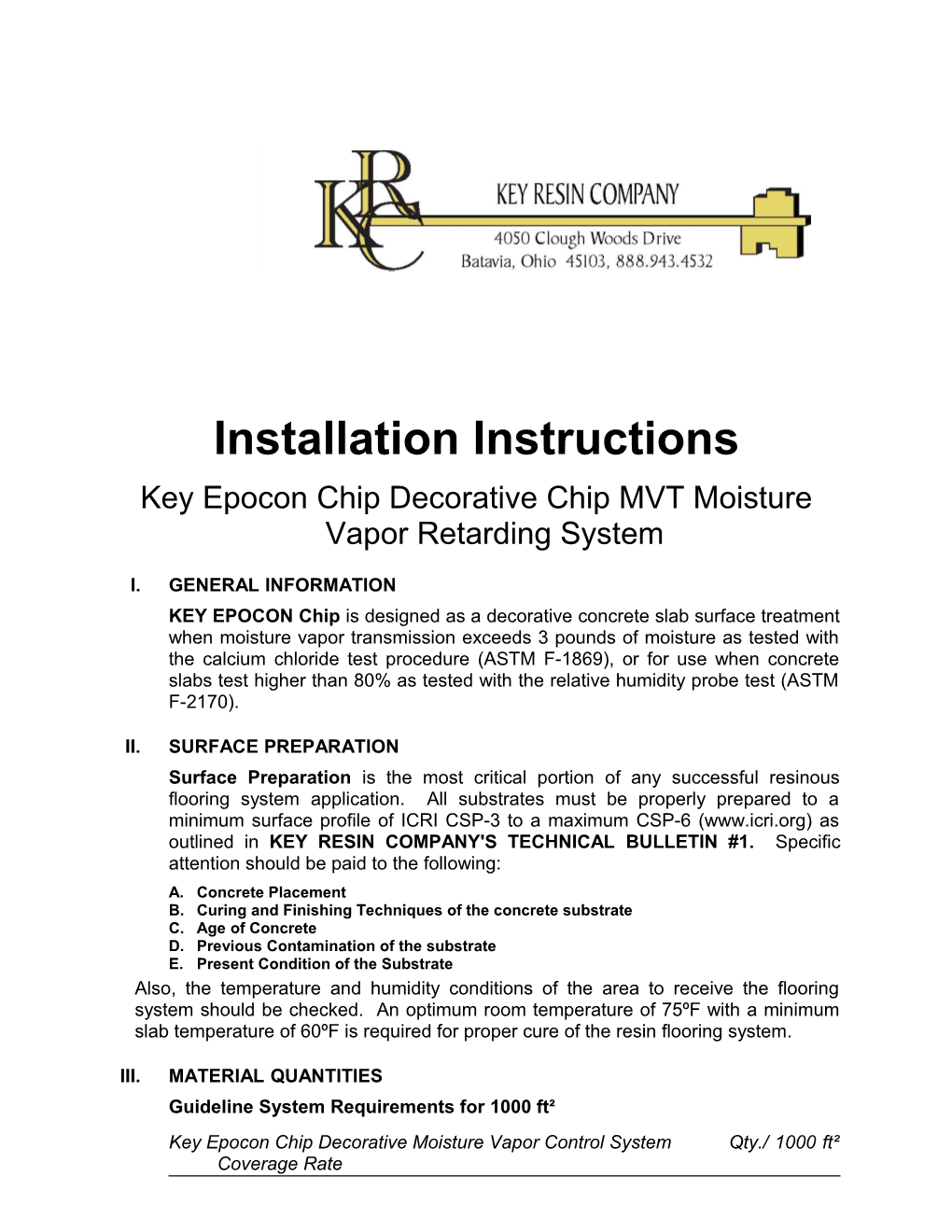 Ii. Surface Preparation