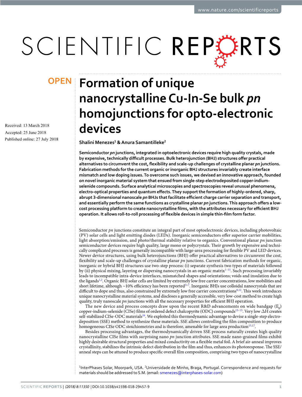 Formation of Unique Nanocrystalline Cu-In-Se Bulk Pn Homojunctions for Opto-Electronic Devices