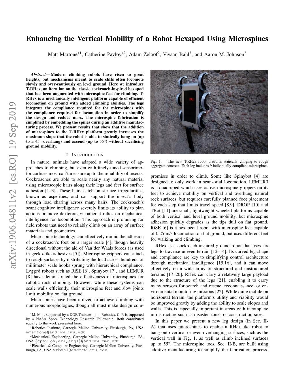 Enhancing the Vertical Mobility of a Robot Hexapod Using Microspines