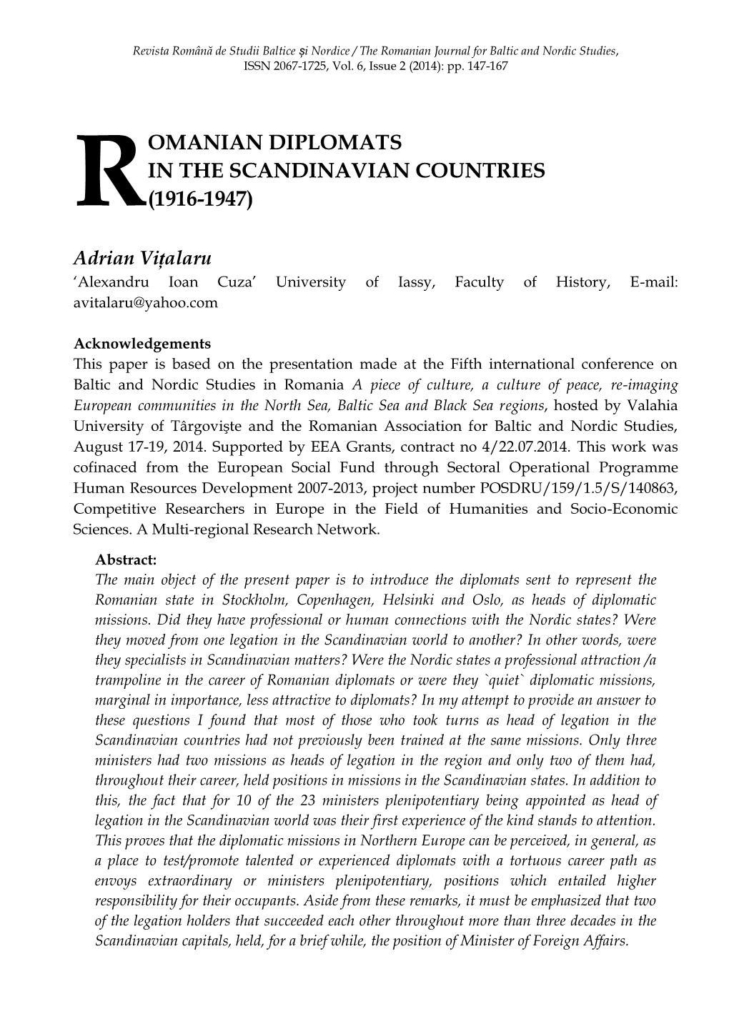 Omanian Diplomats in the Scandinavian Countries R (1916-1947)