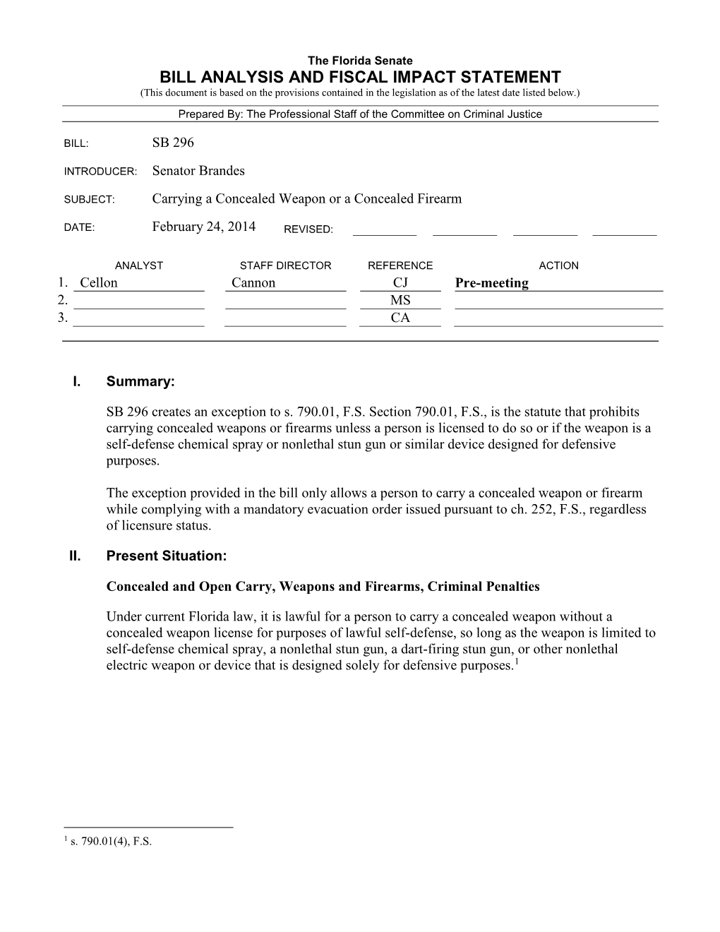 Bill Analysis and Fiscal Impact Statement