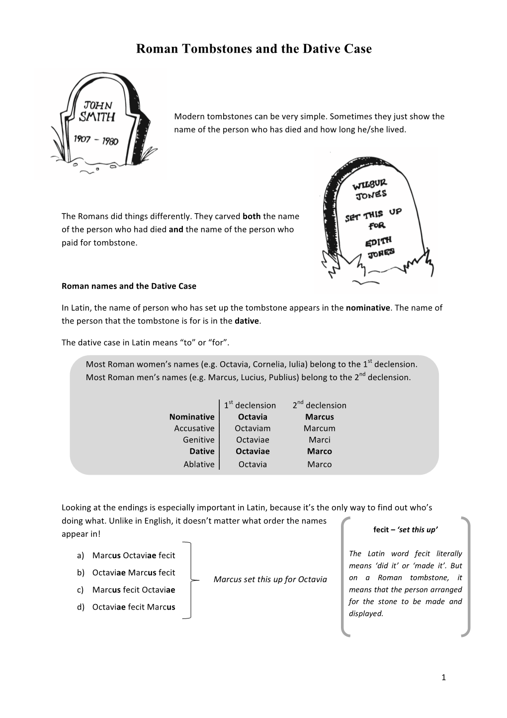 Roman Tombstones and the Dative Case