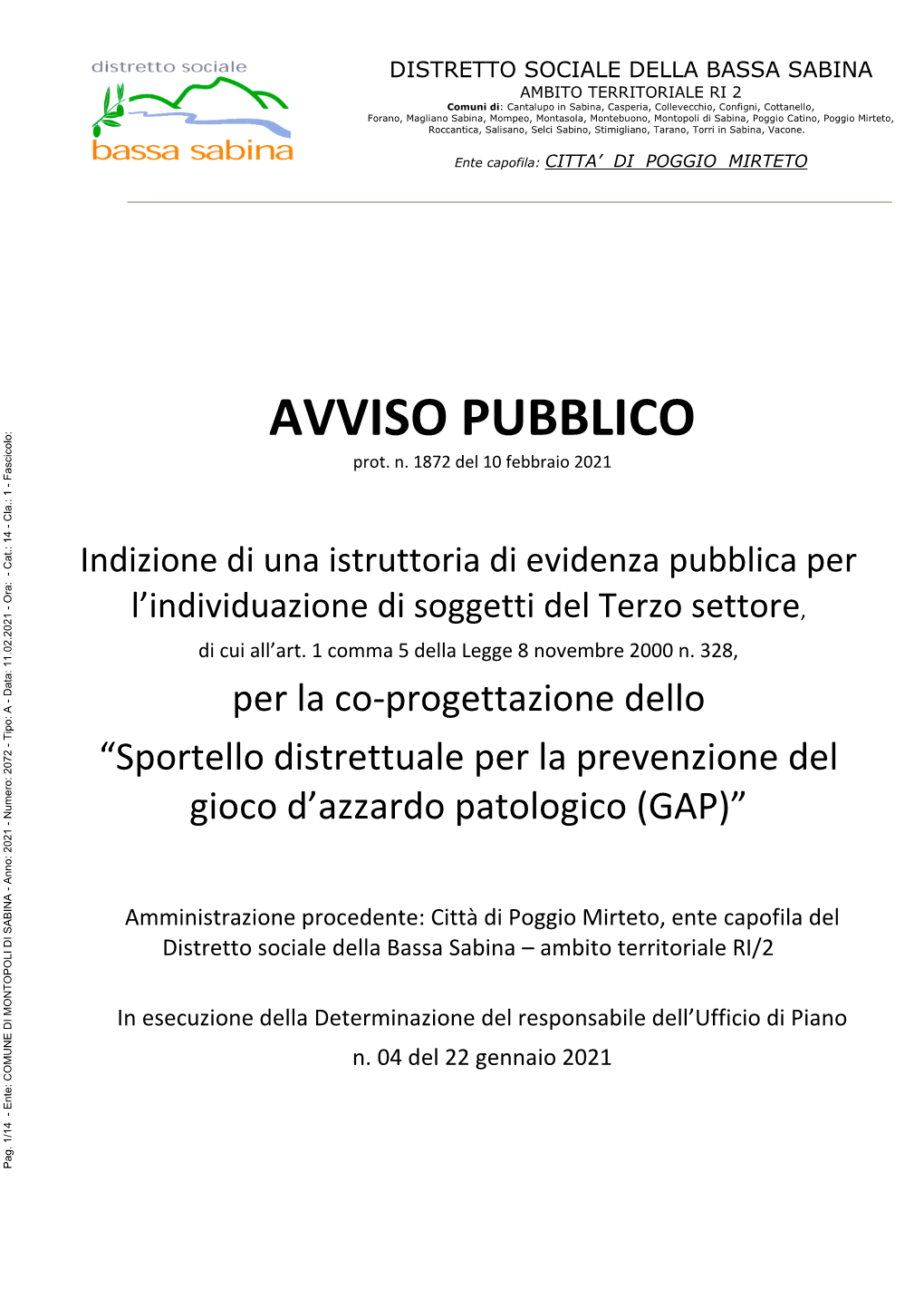 AVVISO PUBBLICO Prot