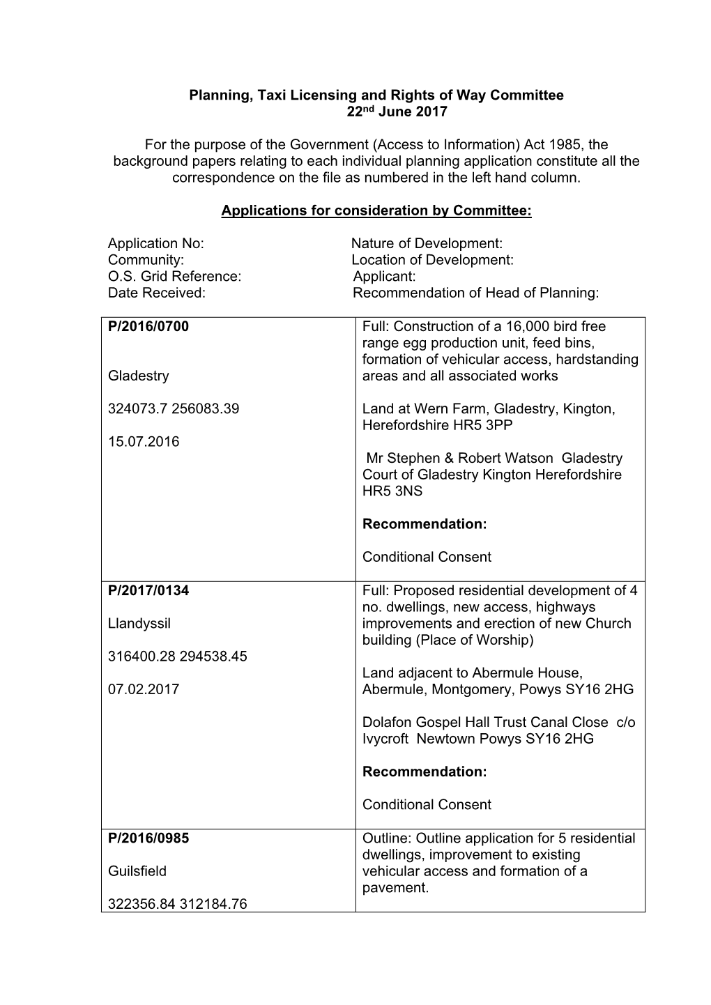 County Regulatory Committee