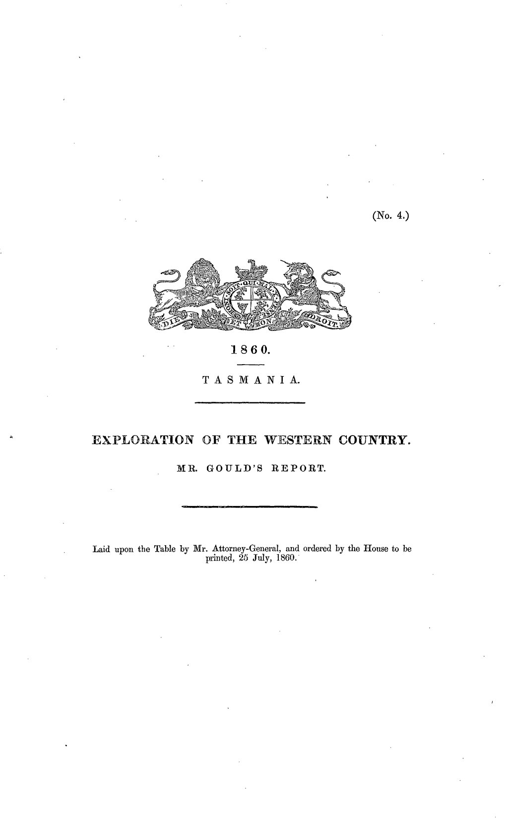 Exploration of the Western Country Mr. Gould's Report