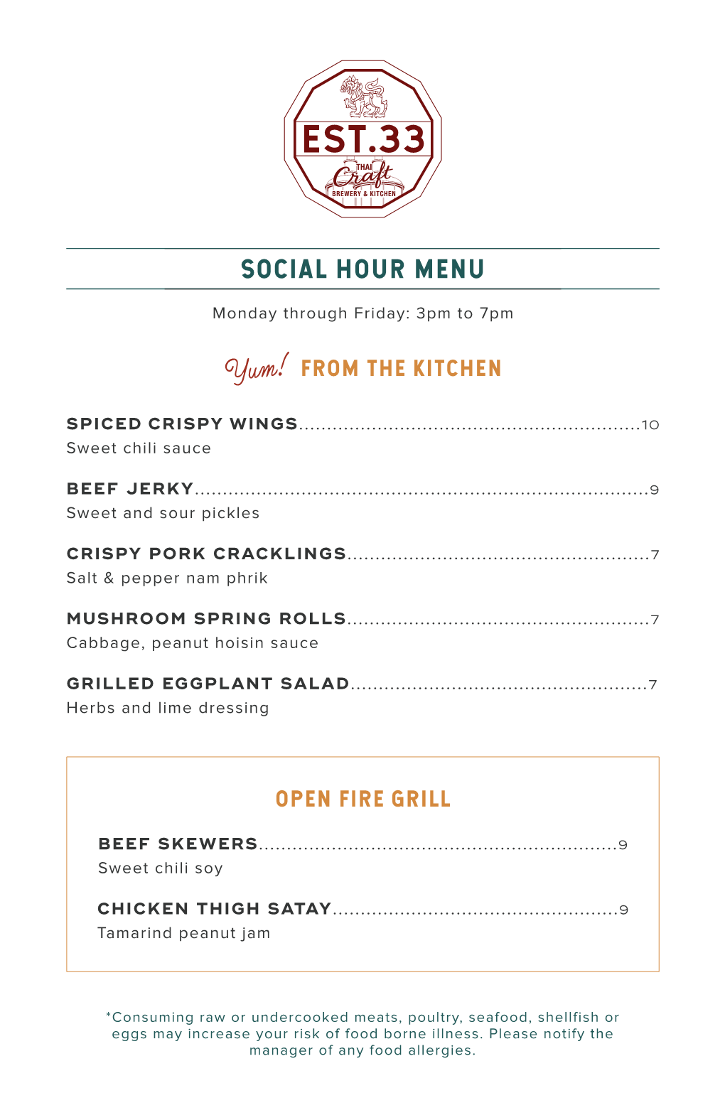 Happy Hour Menu