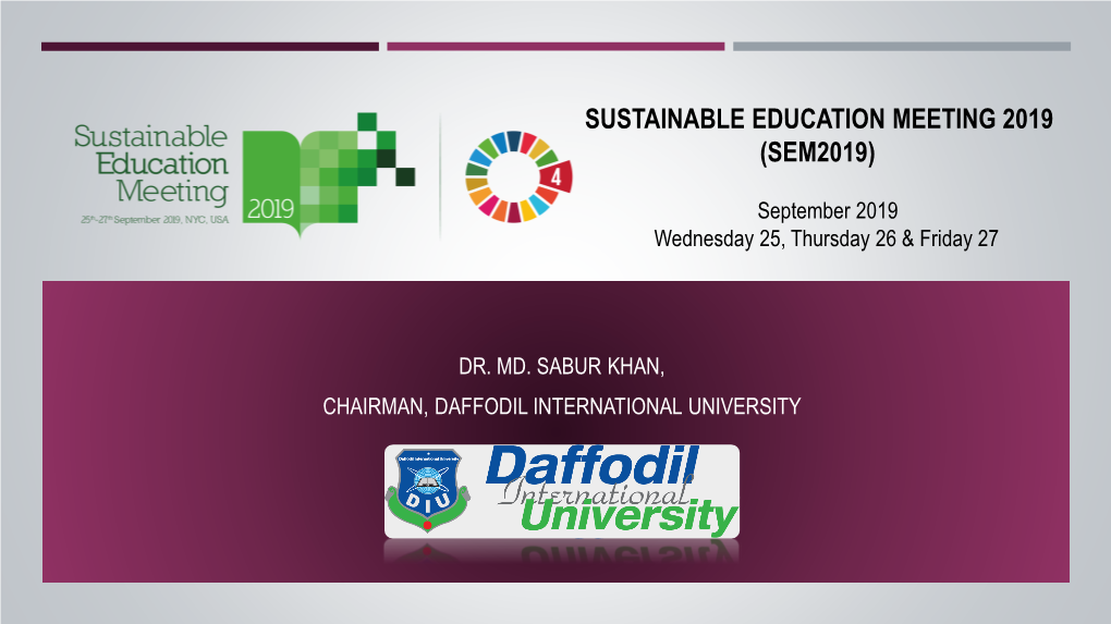 Sustainable Education Meeting 2019 (Sem2019)