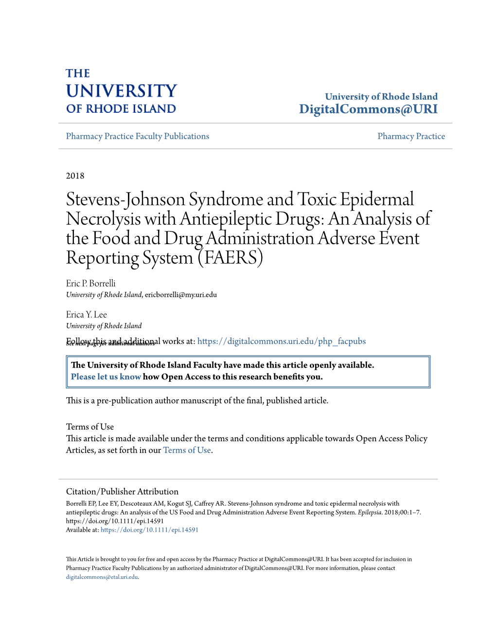 Stevens-Johnson Syndrome and Toxic Epidermal Necrolysis With