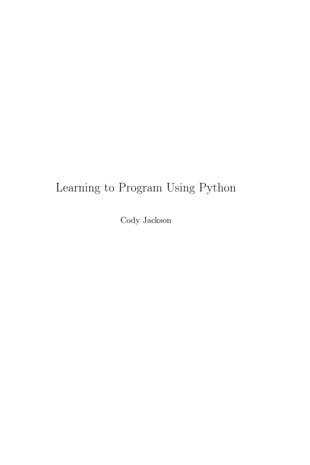 Learning to Program Using Python
