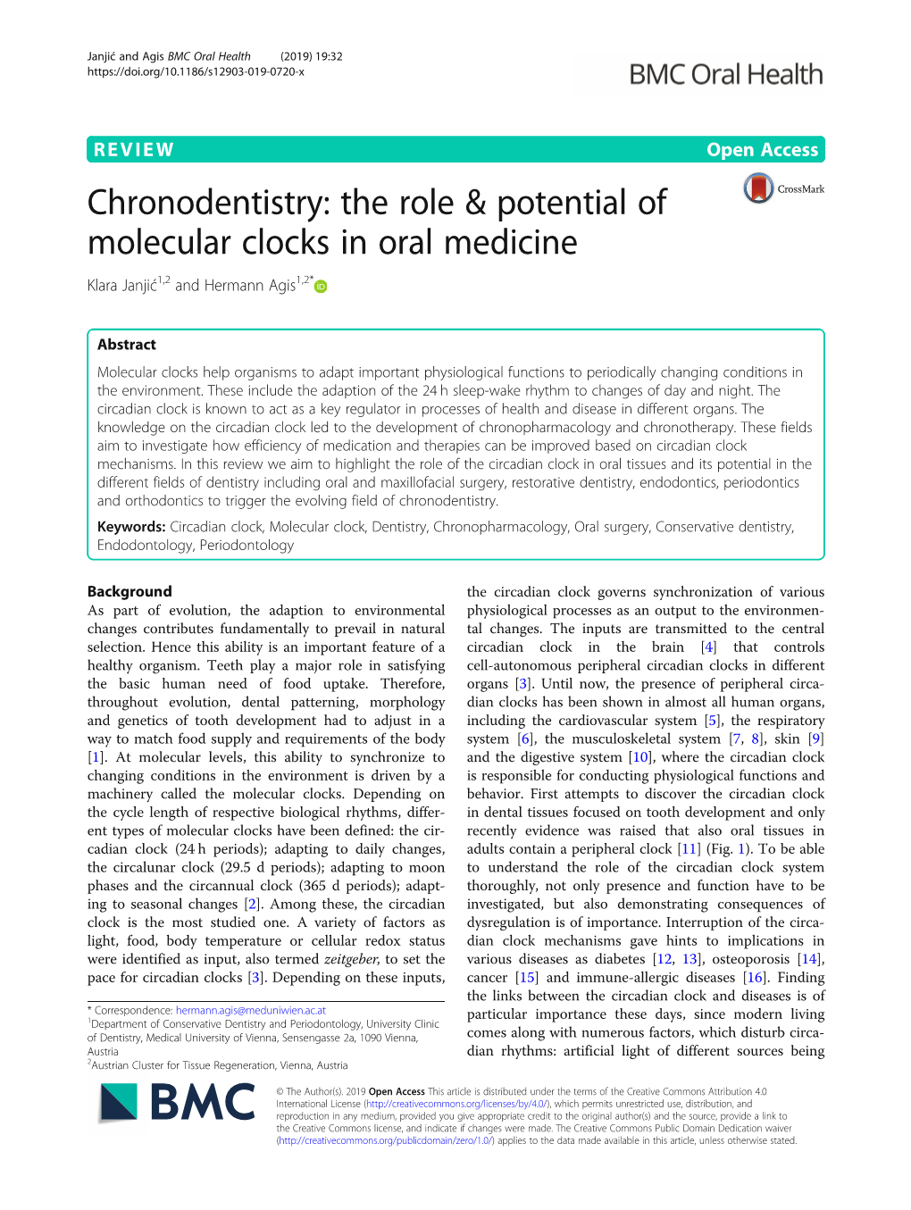 Chronodentistry: the Role & Potential of Molecular Clocks in Oral Medicine