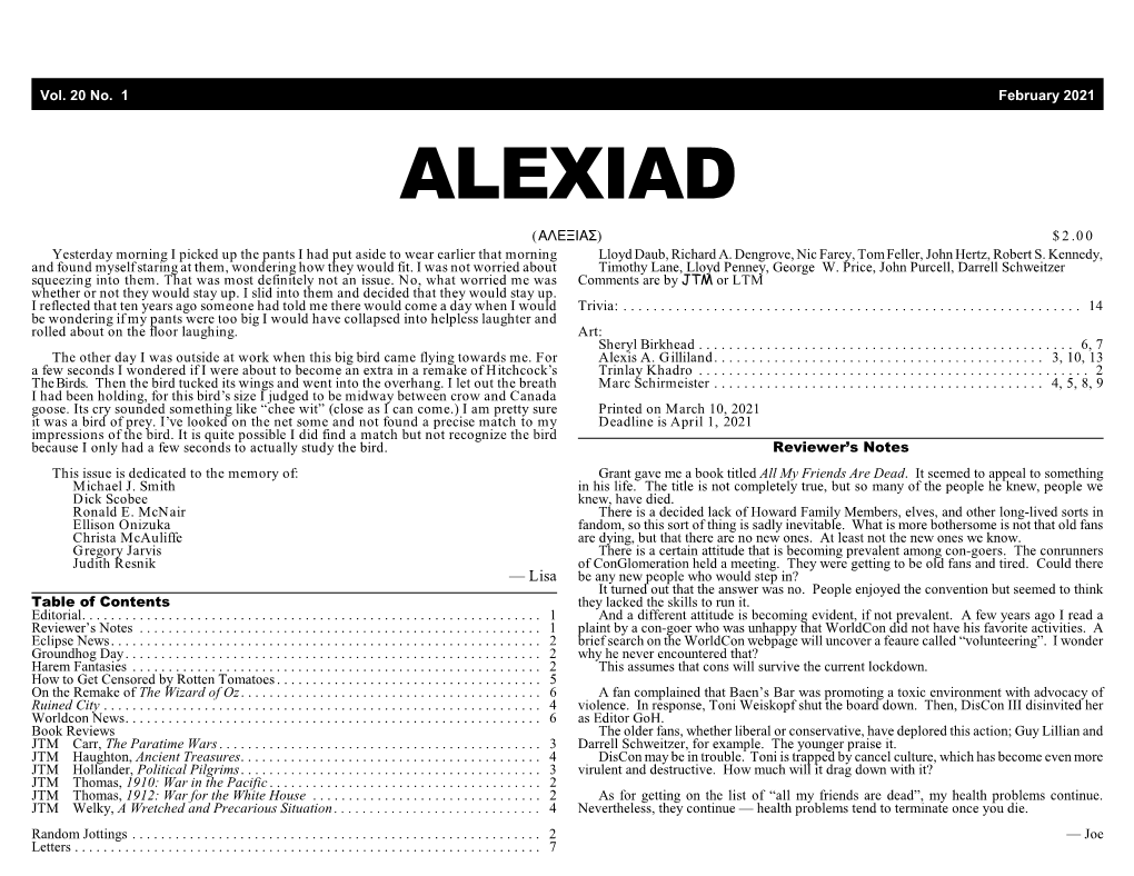 ALEXIAD (!7+=3!G) $2.00 Yesterday Morning I Picked up the Pants I Had Put Aside to Wear Earlier That Morning Lloyd Daub, Richard A