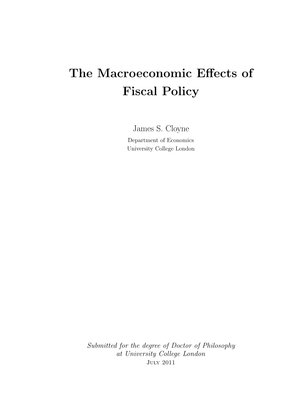 The Macroeconomic Effects of Fiscal Policy