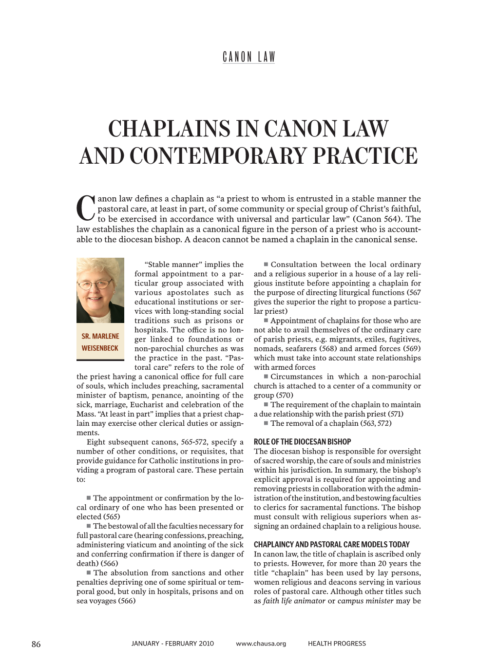 Chaplains in Canon Law and Contemporary Practice