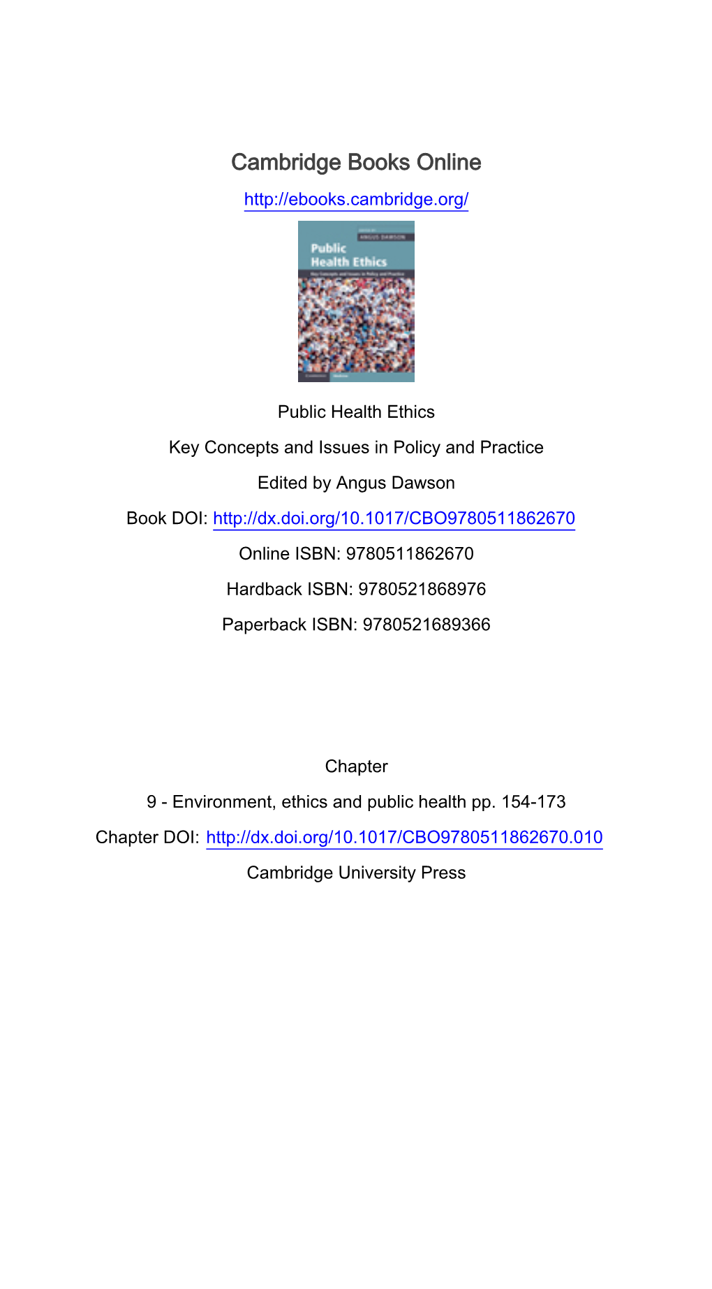 Public Health Ethics