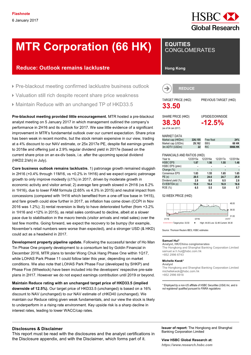 MTR Corporation (66 HK) EQUITIES