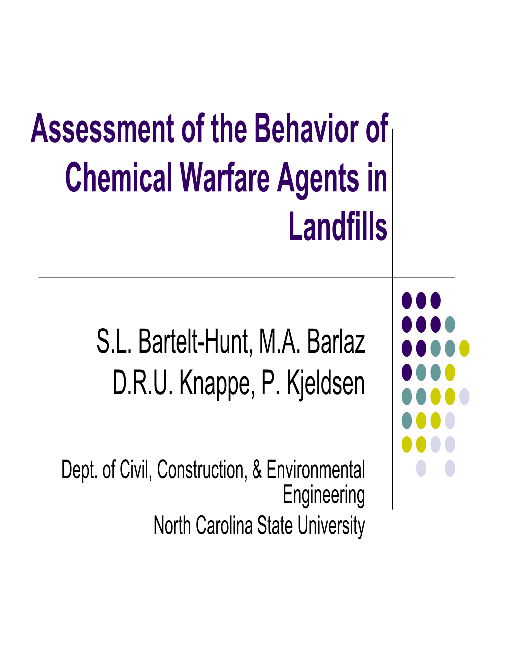 Assessment of the Behavior of Chemical Warfare Agents in Landfills