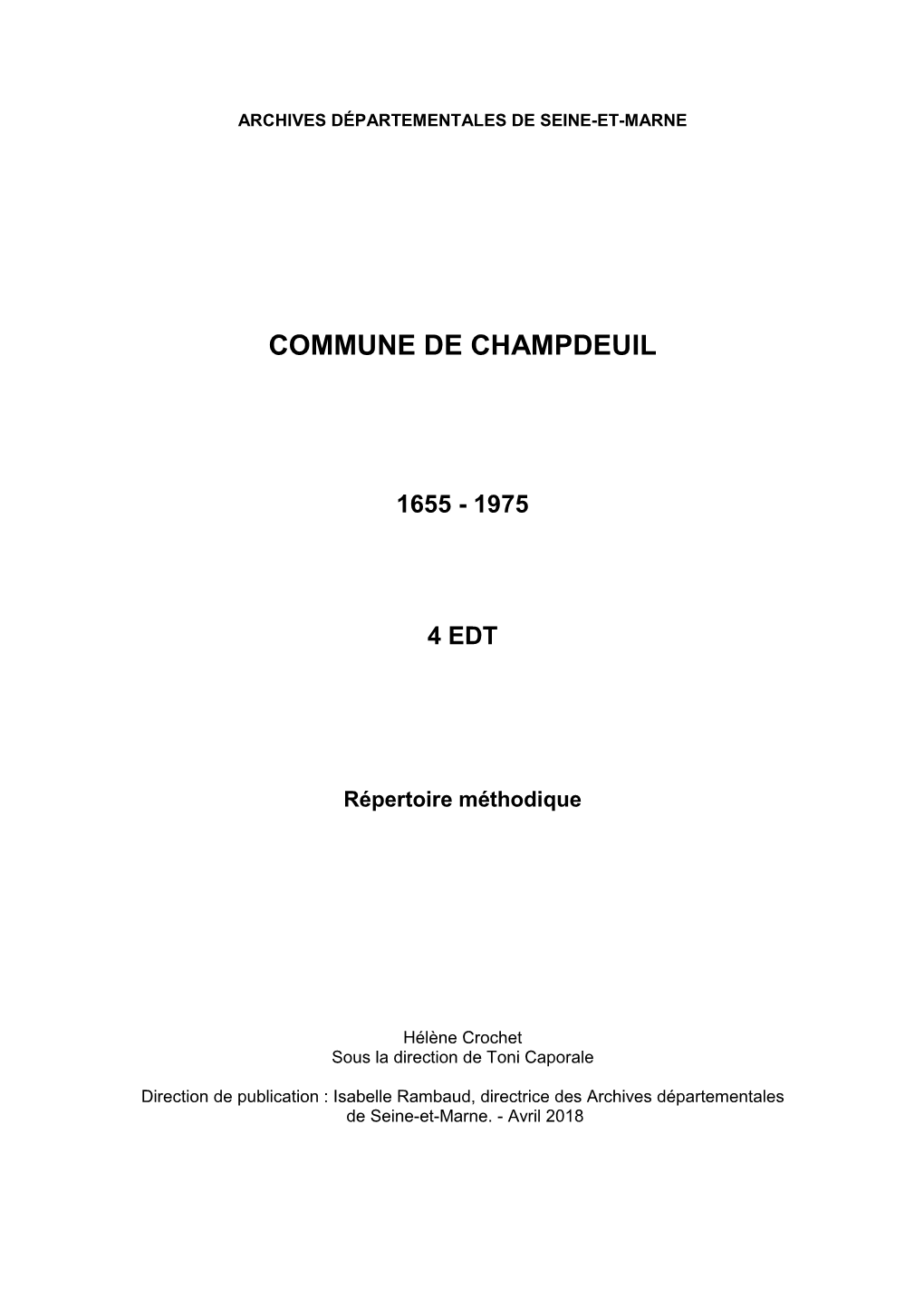 Commune De Champdeuil (1655