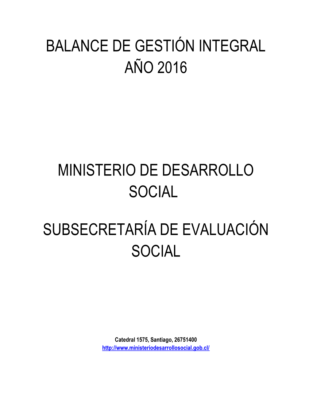 Balance De Gestión Integral 2016