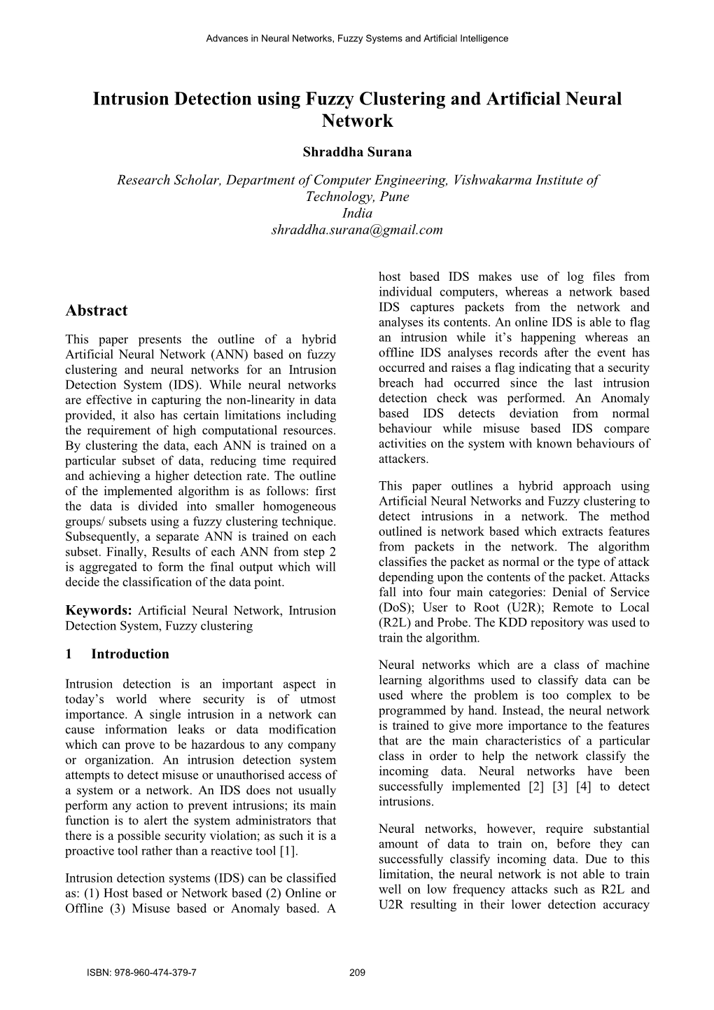 Intrusion Detection Using Fuzzy Clustering and Artificial Neural