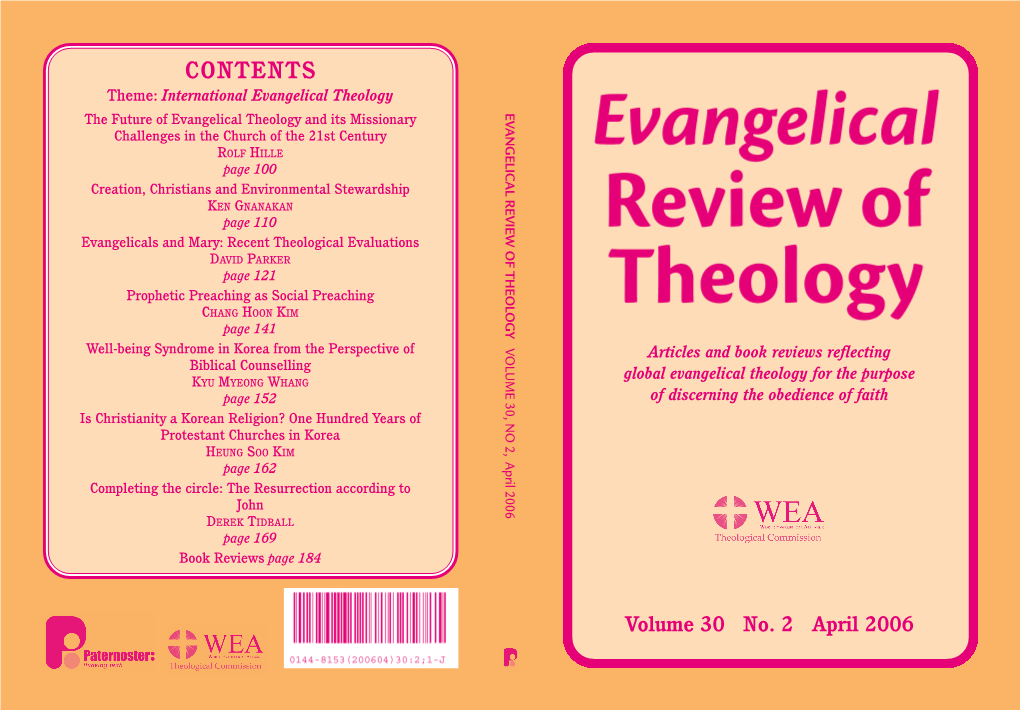 CONTENTS Theme: International Evangelical Theology E