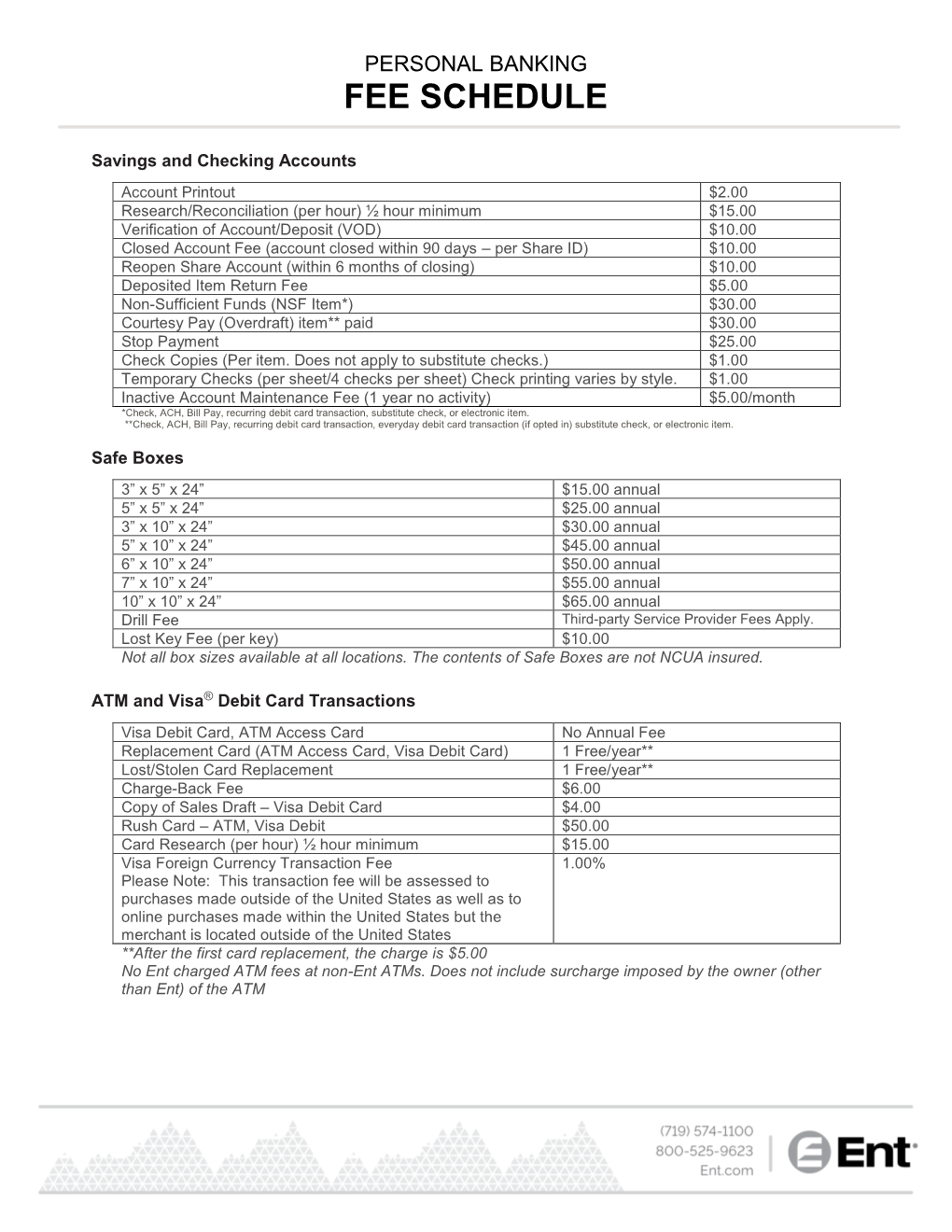 Fee Schedule